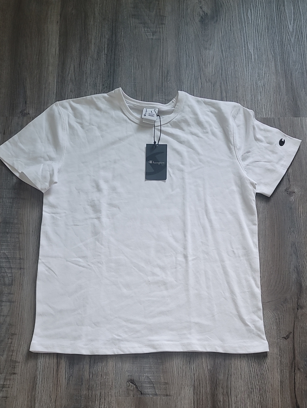Champion White Short Sleeve Crew Tee Unisex 100% Cotton Size L